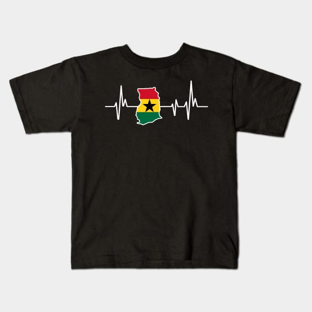 Heartbeat Design Ghanaian Flag Ghana Kids T-Shirt by MGS